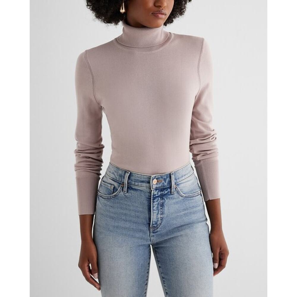 Express Soft Fitted Turtleneck Sweater Top Blouse Women XS Pullover Pink NEW